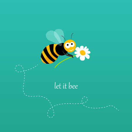 Apology card with a bee holding a flower in vectorのイラスト素材