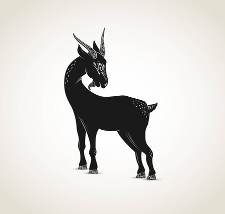 Goat with ornaments, chinese zodiac sign, vectorのイラスト素材