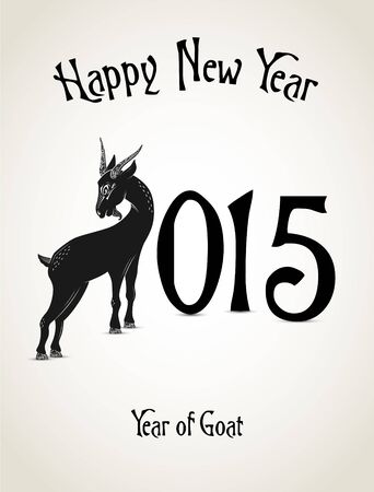 New Year card with goat representing a year of goatのイラスト素材