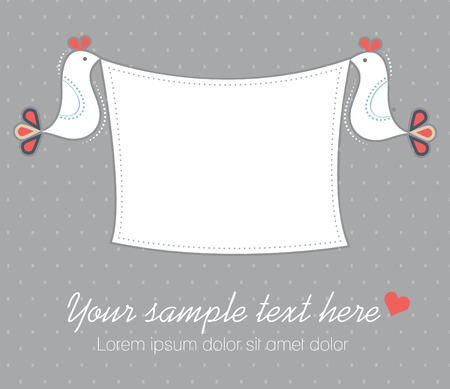 Valentine or wedding card with doves carrying a handkerchiefのイラスト素材