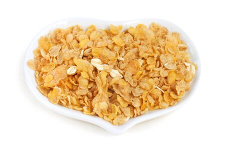Cornflakes in white dish.の写真素材