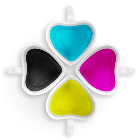 CMYK love cups isolated.の写真素材