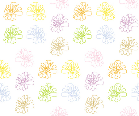 Zinnia colorful seamless pattern. Vectorのイラスト素材