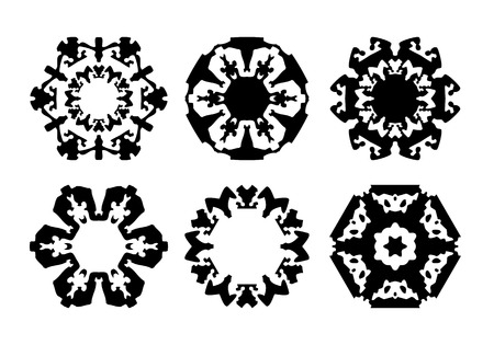 Set of 6 Hexagon star iconのイラスト素材