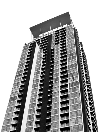 Square building in capital city Black and white scene isolatedの写真素材