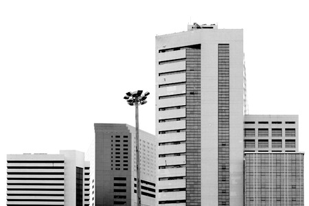 Square building in capital city Black and white scene isolatedの写真素材