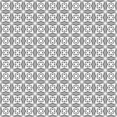 Gray Flower Geometric Seamless Patternのイラスト素材