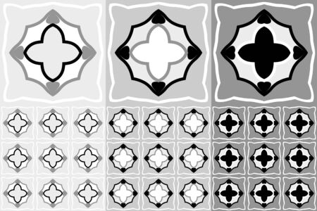 Gray Flower Geometric Seamless Patternのイラスト素材