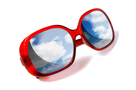 Red sunglasses isolatedの写真素材