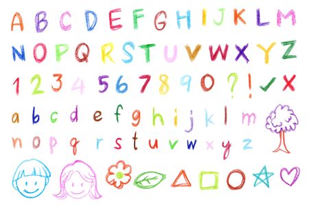Colorful freehand alphabet by colored pencilの写真素材
