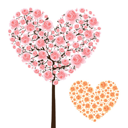 Full bloom sakura tree Cherry blossom in heart shapeのイラスト素材