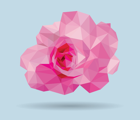 Pink rose low polygon vectorのイラスト素材