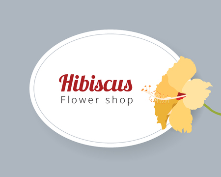 Symbol yellow hibiscus isolated on gray backgroundのイラスト素材