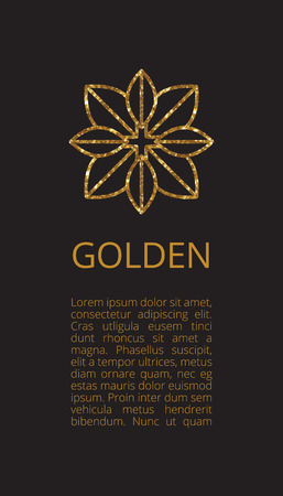 Gold glitter font brush on black background, golden vector cmyk illustration, glossy printing template.のイラスト素材