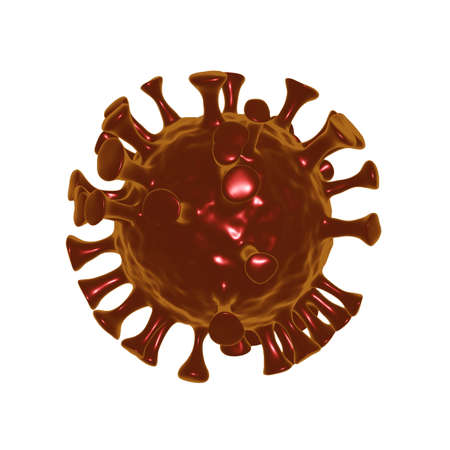 Medical picture of red covid-19 cell body isolated on white background , corona virus 3d model rendering human healthcare illustrationの写真素材