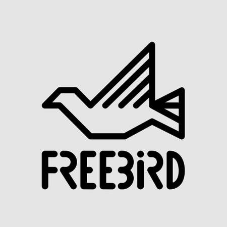 Black geometric bird flying line   minimal adorable drawing pet shop brand, fly freebird cartoon icon.のイラスト素材