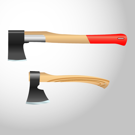 Realistic vector ax, hatchet with wooden handle.のイラスト素材