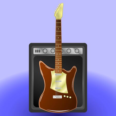 Realistic Illustration vector electric guitar and combo amplifier.のイラスト素材