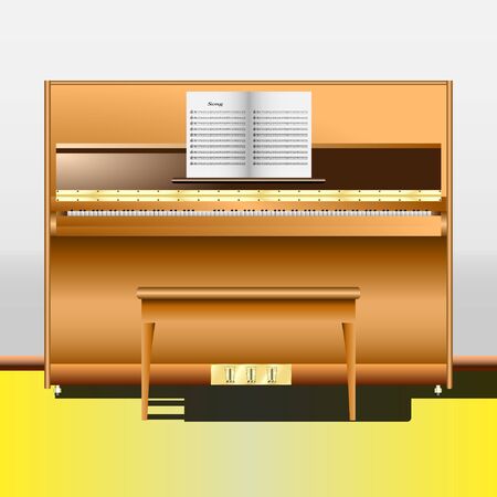 Vector  illustration piano in the room, music room, sheet musicのイラスト素材