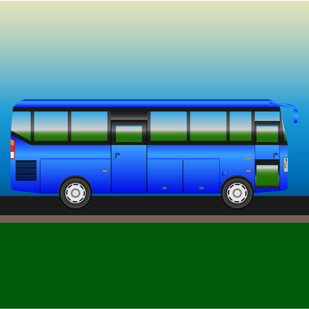 vector illustration of intercity bus on the highwayのイラスト素材