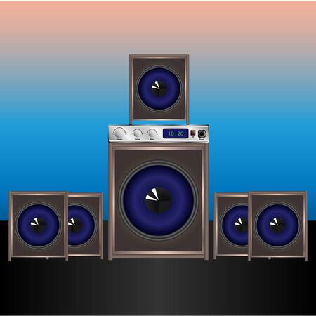 Vector, Illustration sound system for PC 5.1, home theaterのイラスト素材