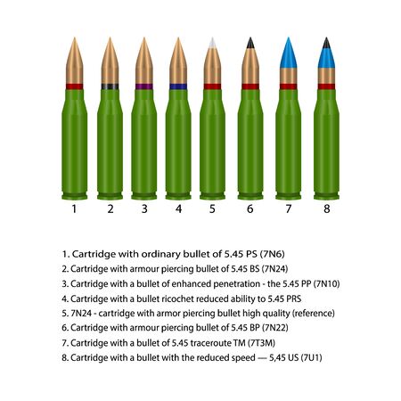 Vector, Illustration modifications of ammunition for Kalashnikov assault rifleのイラスト素材