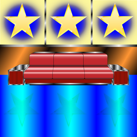 the sofa in the night club with stars. glossy Vector Illustrationのイラスト素材