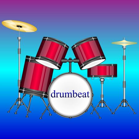 modern drum kit, drum set. Vector Illustrationのイラスト素材