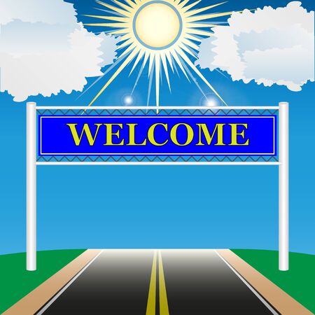 Inscription "welcome" on the highway Vector, Illustrationのイラスト素材