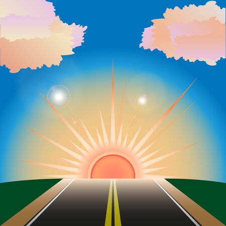 The Way to Sunset or the dawn . Vector, Illustrationのイラスト素材