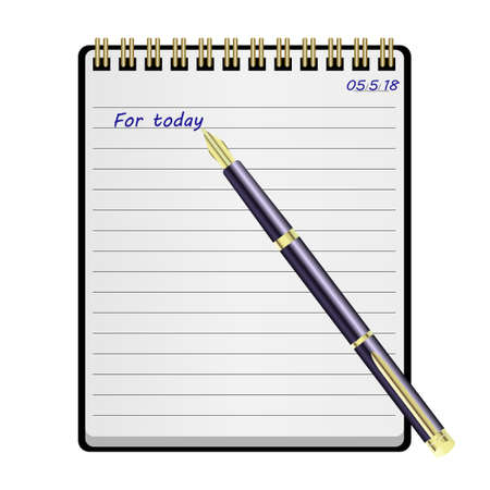A fountain pen with Notepad of diary Vector Illuastrationのイラスト素材