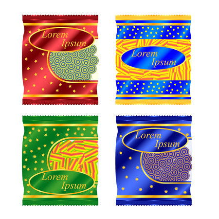 bright packaging for food products, briquette. Vector Illustrationのイラスト素材