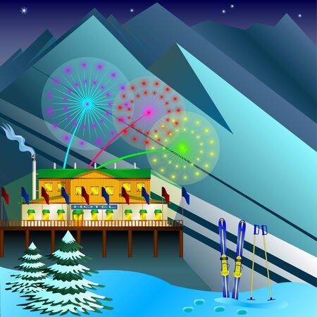 Ski resort image illustrationのイラスト素材