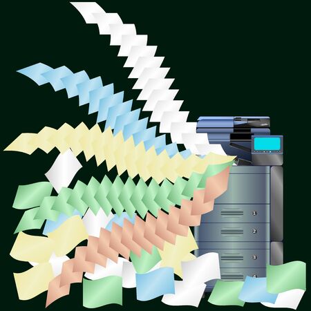 Vector illustration office equipment, copier on a black backgroundのイラスト素材
