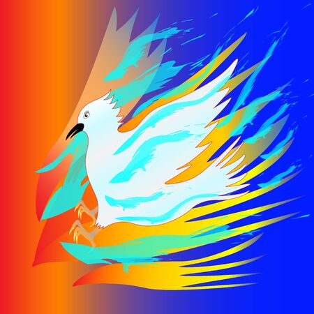 The white bird puts out the fire with water, abstract vector illustration.のイラスト素材
