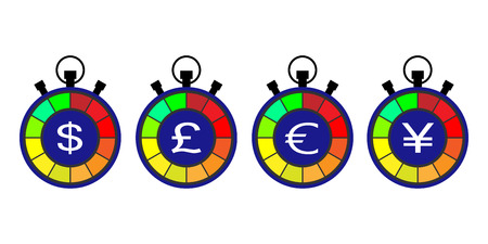 Stopwatch currency exchange rate counter designのイラスト素材