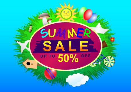 summer sale poster. Vector Illustrationのイラスト素材