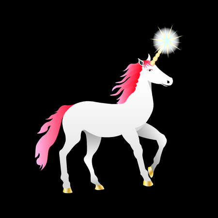 unicorn isolated on black background. Vector Illustrationのイラスト素材