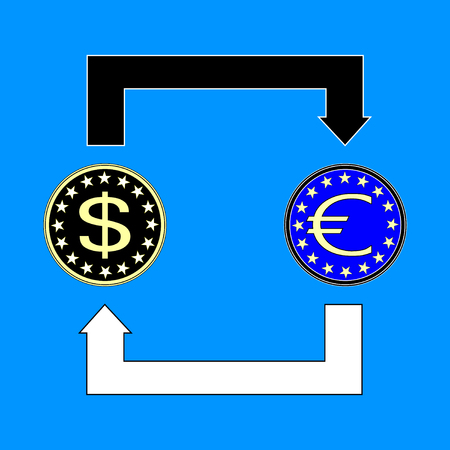 currency exchange symbols, dollar, Euro signs. Vector Illustrationのイラスト素材