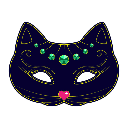 cat carnival mask, cat mask for masquerade party on white background. Incognito. Vector Illustrationのイラスト素材