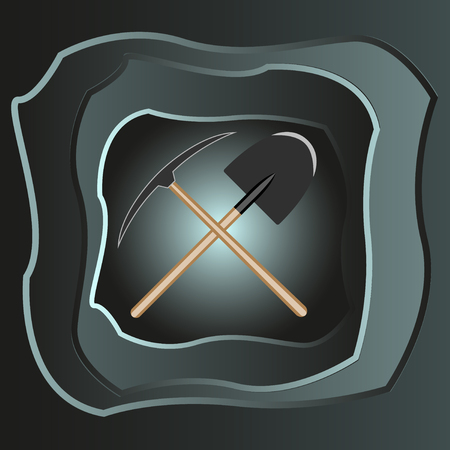 Pick and shovel in the mine. Vector illustrationのイラスト素材