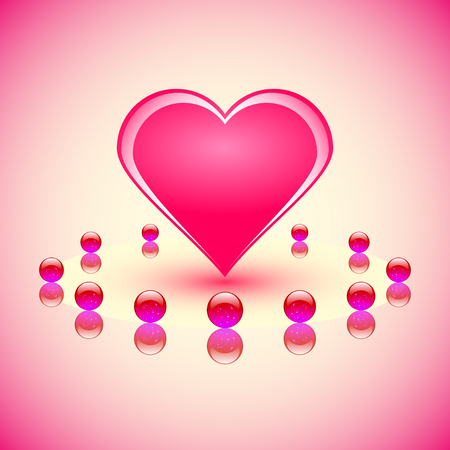 Heart in a circle of glass balls. Love  magic. Vector Illustrationのイラスト素材