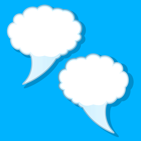 infographic design white thought bubble on blue background. Vector, Illustrationのイラスト素材