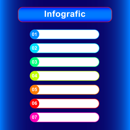 infographic, list of steps from 1 to 7 in arounded frame. Vector Illustrationのイラスト素材