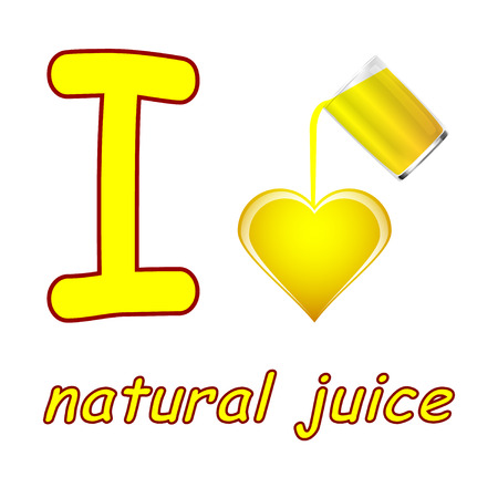 I love natural juice. Glass of juice. Vector, Illustrationのイラスト素材