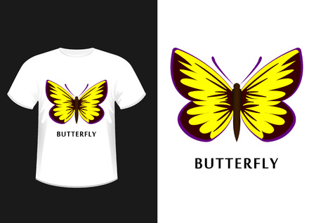 t-shirt with the image of a butterfly. Vector, Illustrationのイラスト素材