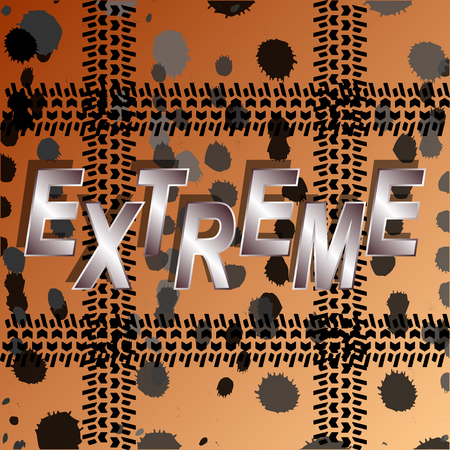 Extreme, abstract background of car tire tracks and dirt spots. Vector Illustrationのイラスト素材