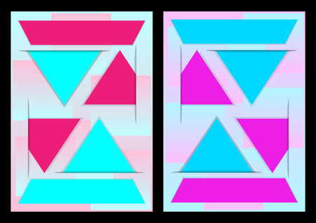 cover geometric abstraction. Triangles pink and blue. Vector Illustrationのイラスト素材