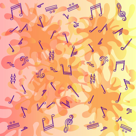 music notes, abstract multicolored blocks. vector illustrationのイラスト素材