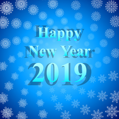 Happy New Year 2019. Snowflakes swirling in a whirlwind. Vector Illustrationのイラスト素材